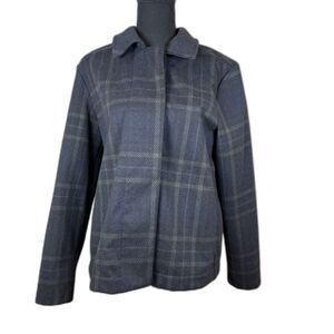 Banana Republic Factory Plaid Short Preppy Navy Coat Women’s Size Medium